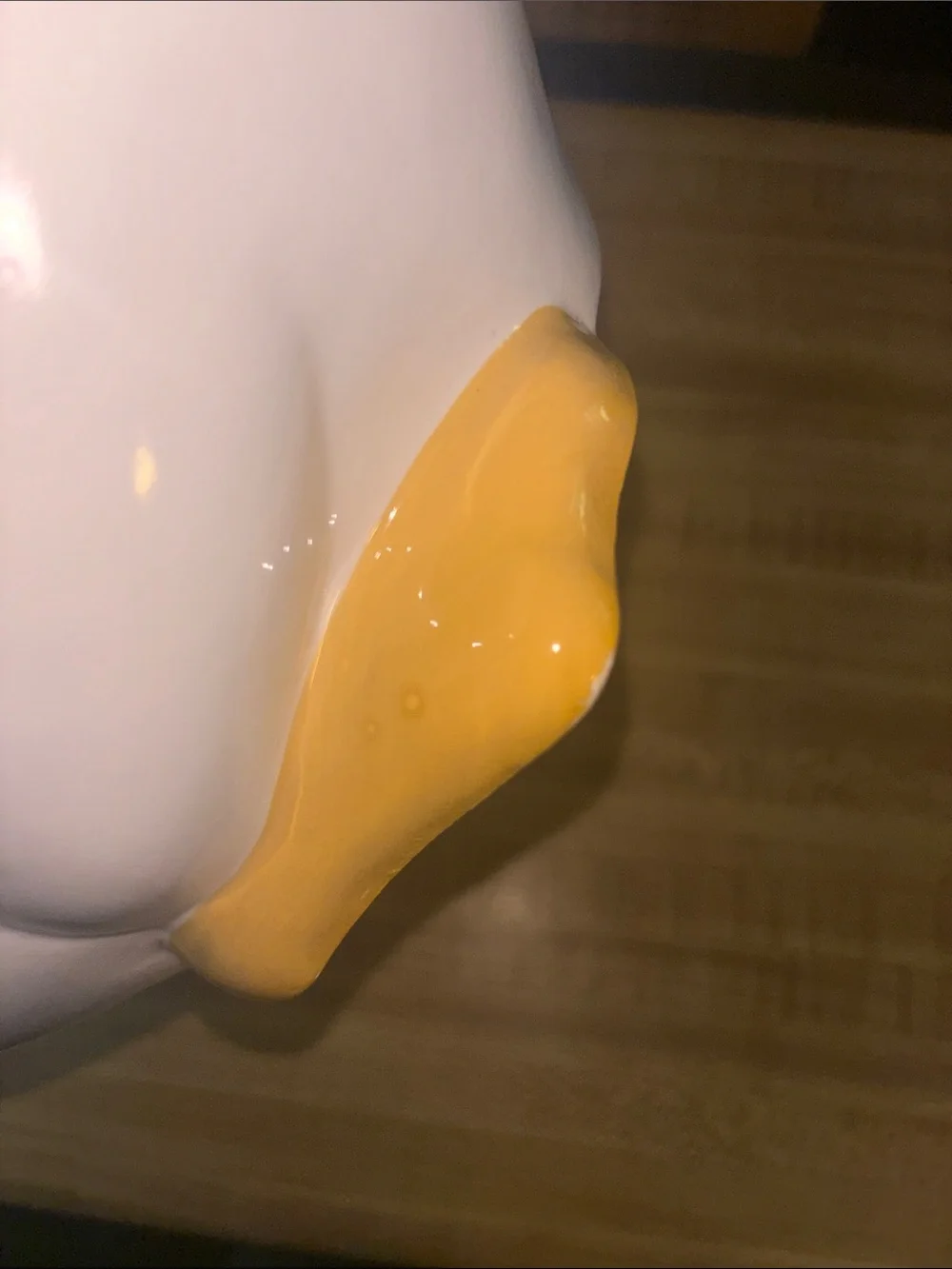 Vintage White Ceramic Duck Cookie Jar with Blue Polka Dot Bow